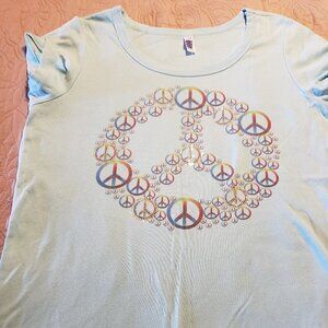Bella junior fit - Peace sign screenprint with rhinestone embellishments-